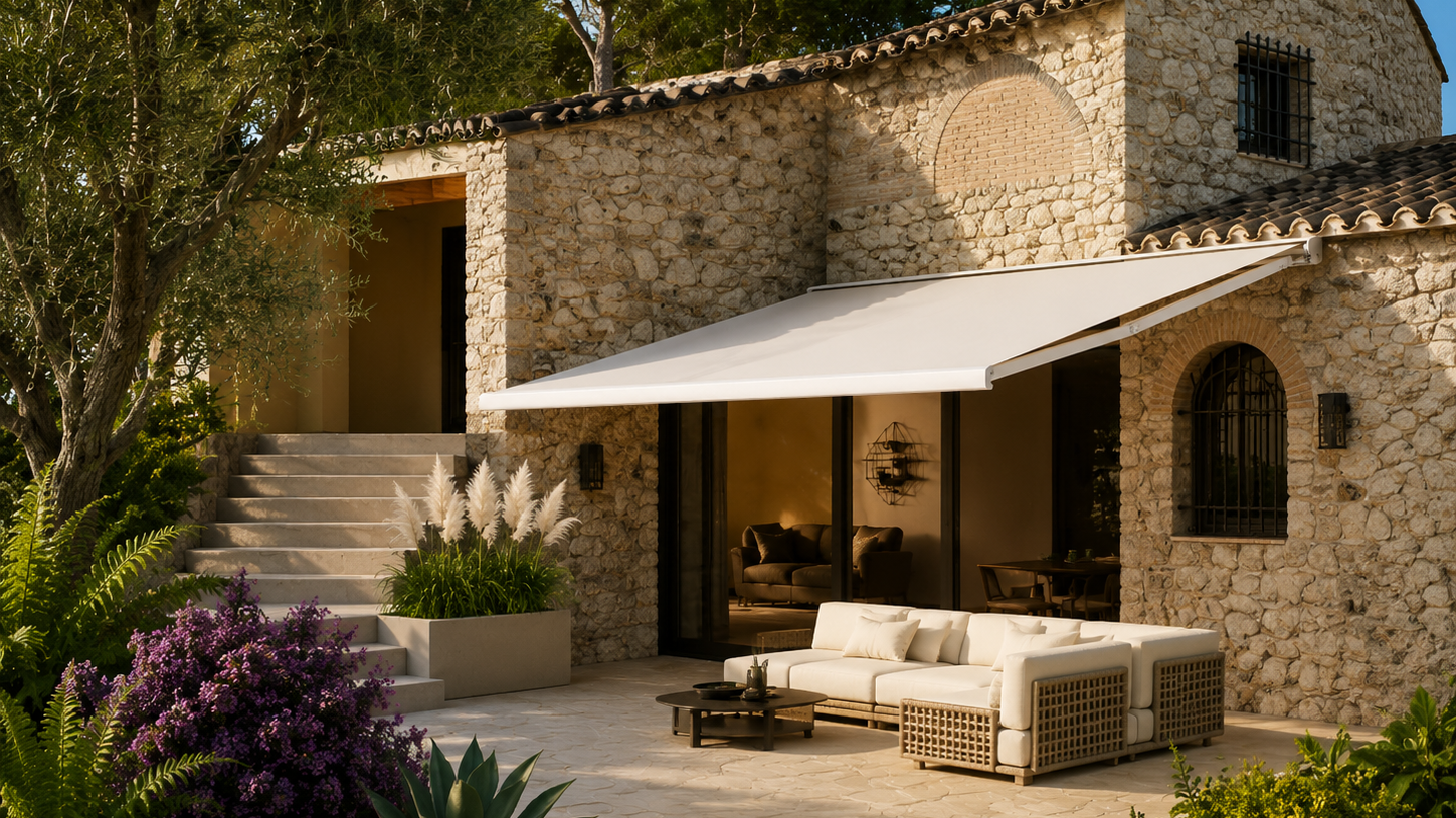 Tenda da sole Multiforma aperta con bracci estensibili